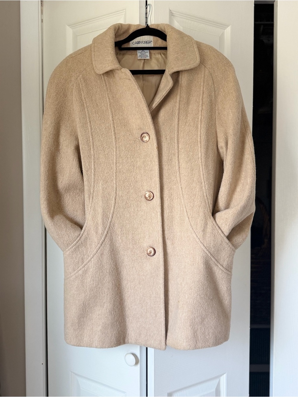 Cabin Creek Cream Wool-Blend Pea Coat